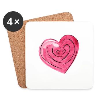 Heart Watercolor - Coasters (set of 4) - white - Front