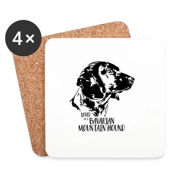 Loved by a BAVARIAN MOUNTAIN HOUND Spruch Wilsigns - Untersetzer (4er-Set) - Weiß - Vorne