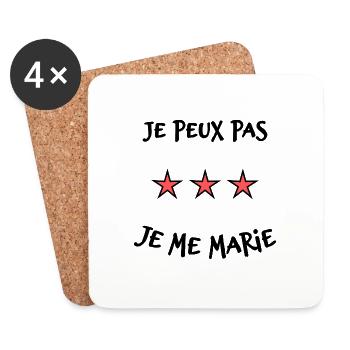 JE PEUX PAS. JE ME MARIE. JUST MARRIED - Dessous de verre (lot de 4) - blanc - Devant