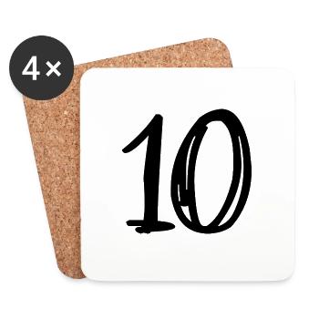 10 JAHRE. 10-JÄHRIGES JUBILÄUM. GEBURTSTAG 10 JAHRE. 10 - Untersetzer (4er-Set) - Weiß - Vorne