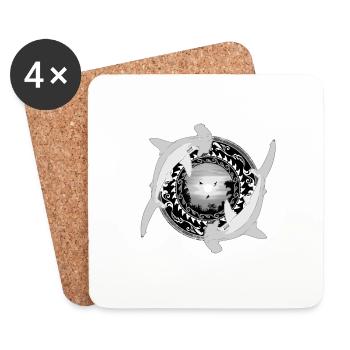 Hammerhead Shark Hawaiian - Coasters (set of 4) - white - Front