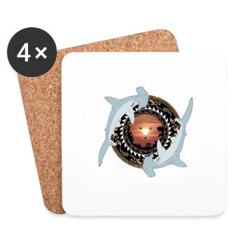 Hammerhead Shark Hawaiian - Coasters (set of 4) - white - Front