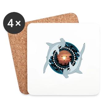 Hammerhead Shark Hawaiian - Coasters (set of 4) - white - Front