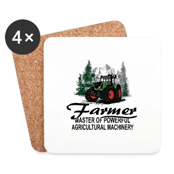 Tracteur - Tracteur - Agriculteur - Agriculteur - Dessous de verre (lot de 4) - blanc - Devant