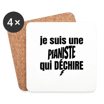 pianiste qui déchire - Dessous de verre (lot de 4) - blanc - Devant