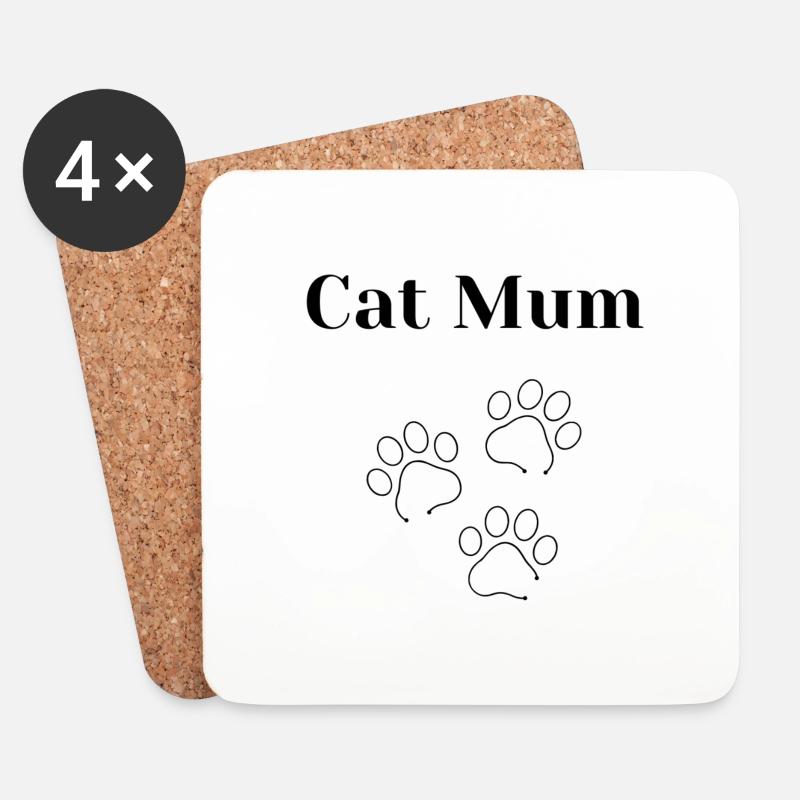 Cat Mum - Untersetzer (4er-Set) - Weiß