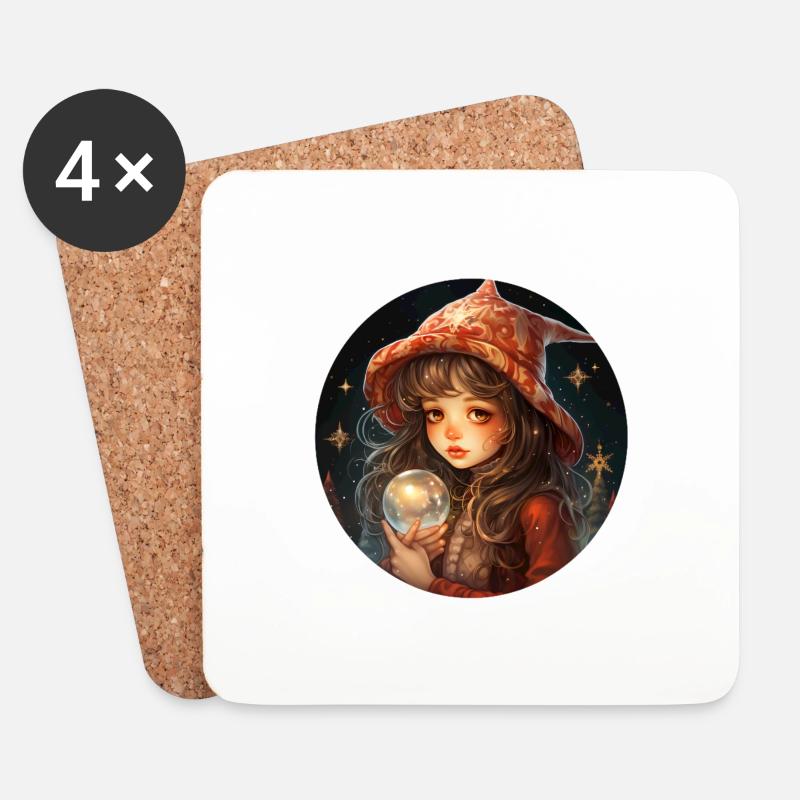 Verträumtes Mädchen mit Schneekugel an Weihnachten - Untersetzer (4er-Set) - Weiß