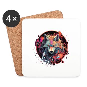 Dystopian Wolf Circle - Coasters (set of 4) - white - Front