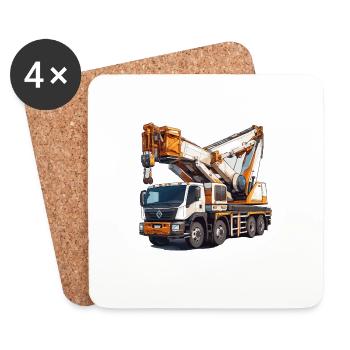 Crane / construction site / winch / crane system - Coasters (set of 4) - white - Front