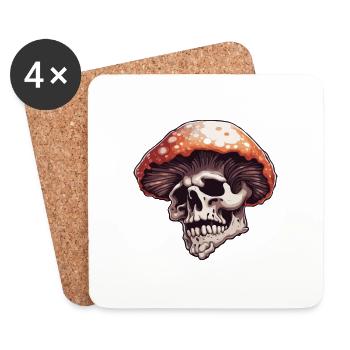 Mushroom / Mushroom / Meadow / Forest / Goa / Psy - Coasters (set of 4) - white - Front
