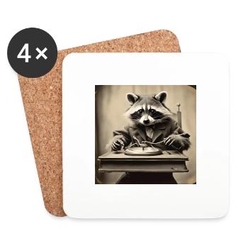 raton laveur / animal / photo / sauvage / drôle / voleur - Dessous de verre (lot de 4) - blanc - Devant