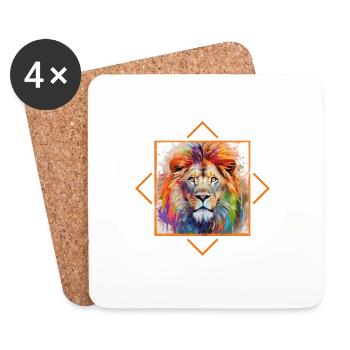 Lion Puissance Pouvoir Animal - Dessous de verre (lot de 4) - blanc - Devant
