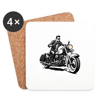 Motorrad Logo / Bike / Zweirad / Fahrzeug / Motors - Untersetzer (4er-Set) - Weiß - Vorne
