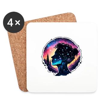 Silhouette / Forest / Portrait / Trees / Person - Coasters (set of 4) - white - Front