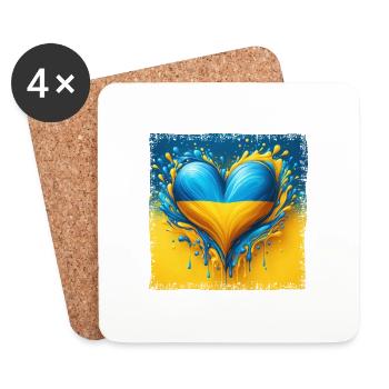 Ukraine Heart Flag Water Drop Design - Coasters (set of 4) - white - Front
