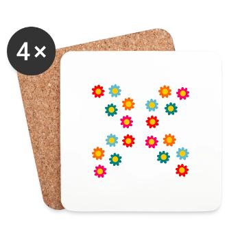 Fleurs - Dessous de verre (lot de 4) - blanc - Devant