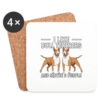 Bull Terrier I Like Bull Terriers - Coasters (set of 4) - white - Front