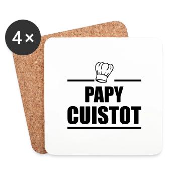 Papy Cuistot, cuisinier, cuisto, fête des papys - Dessous de verre (lot de 4) - blanc - Devant