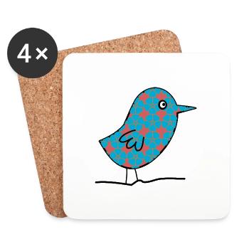OISEAU. CHOUETTE. HIBOU. OISEAU. NUIT. NATURE - Dessous de verre (lot de 4) - blanc - Devant