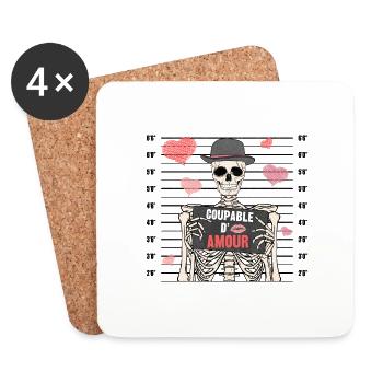 coupable d'amour - Dessous de verre (lot de 4) - blanc - Devant