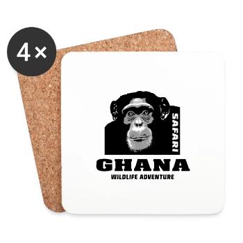 Ghana - Chimpanzees - Coasters (set of 4) - white - Front