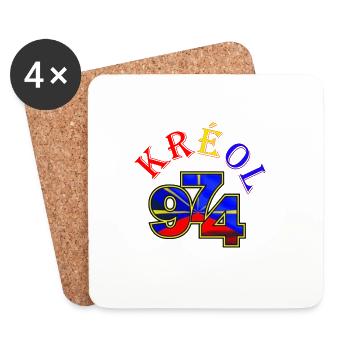 Kreol 974 Neon-Gitter - Untersetzer (4er-Set) - Weiß - Vorne