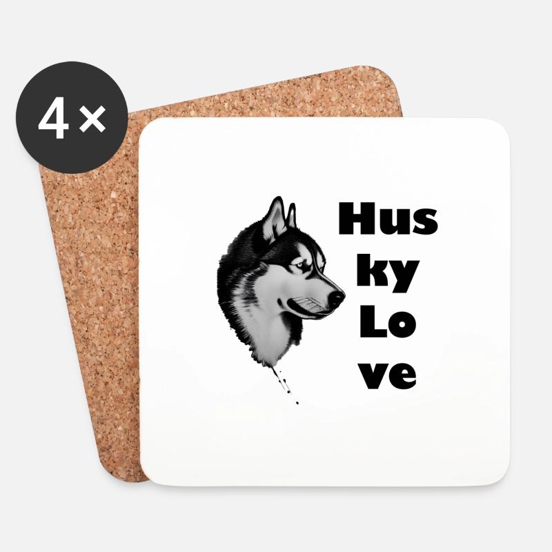 Husky Love - Untersetzer (4er-Set) - Weiß