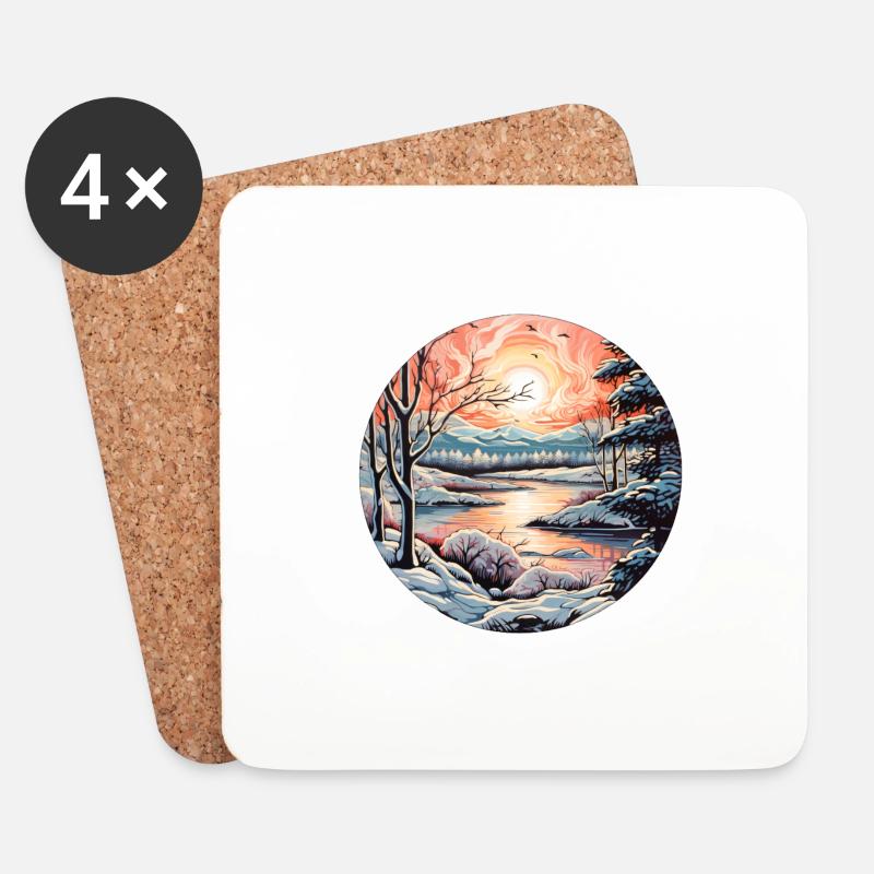 Winterlandschaft - Untersetzer (4er-Set) - Weiß