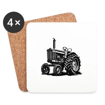 Tracteur / Agriculture / Agriculteur / Travail des champs - Dessous de verre (lot de 4) - blanc - Devant