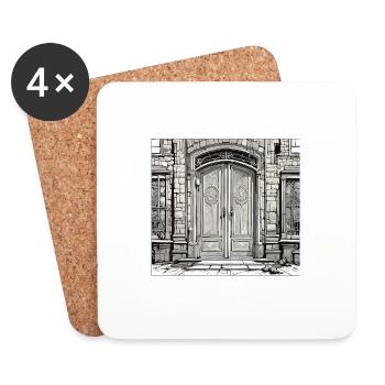 Door / Entrance / Lock / Gate / Front Door / Design - Coasters (set of 4) - white - Front