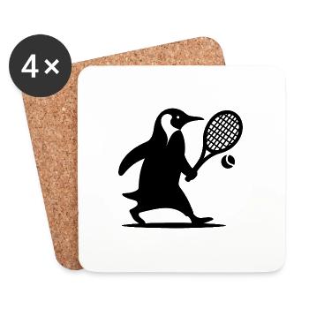 Penguin Tennis Tennis Player Silhouette minimalist - Coasters (set of 4) - white - Front