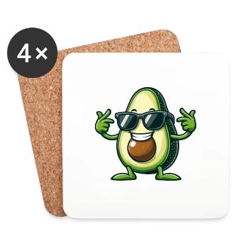 Coole Avocado mit Sonnenbrille Lustiges Design - Untersetzer (4er-Set) - Weiß - Vorne