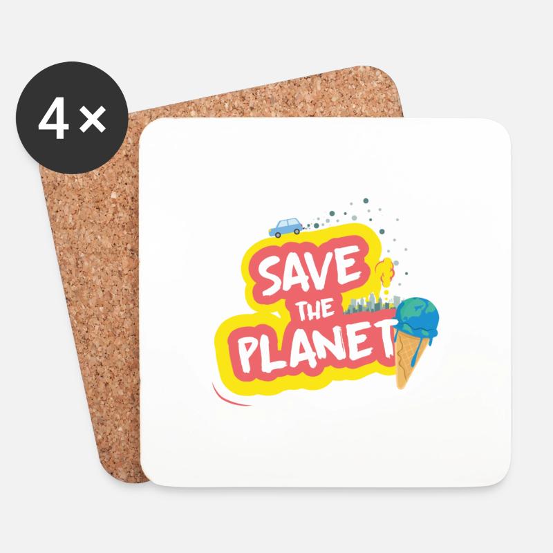 Rette den Planeten - Untersetzer (4er-Set) - Weiß