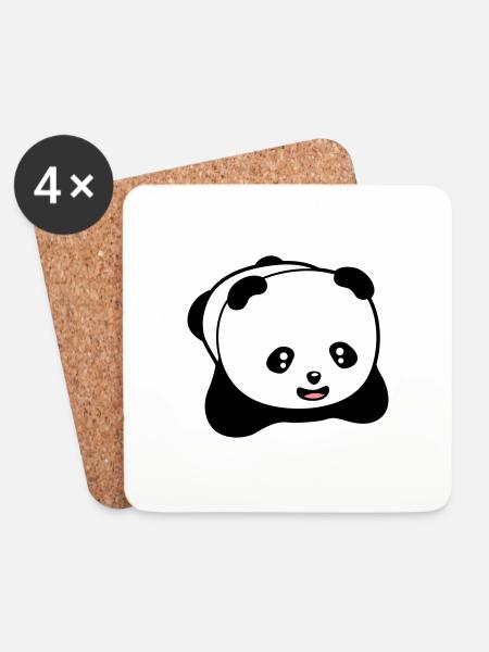 Lachender kawaii panda - Untersetzer (4er-Set) - Weiß