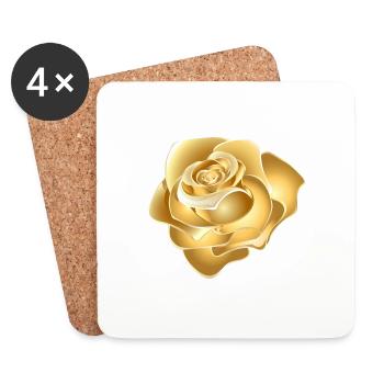 Goldene Rose - Untersetzer (4er-Set) - Weiß - Vorne