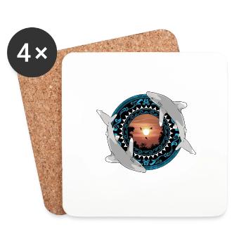 Oceanic whitetip sharks Hawaiian Polynesian - Coasters (set of 4) - white - Front