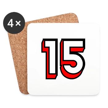 15. 15 JAHRE. 15-jähriges Jubiläum. GEBURTSTAG 15 JAHRE. - Untersetzer (4er-Set) - Weiß - Vorne