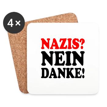 Nazis nein danke - Untersetzer (4er-Set) - Weiß - Vorne