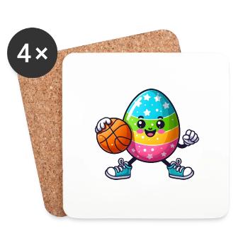 oeuf de Pâques basket-ball, joueur de basket-ball fête de Pâques - Dessous de verre (lot de 4) - blanc - Devant