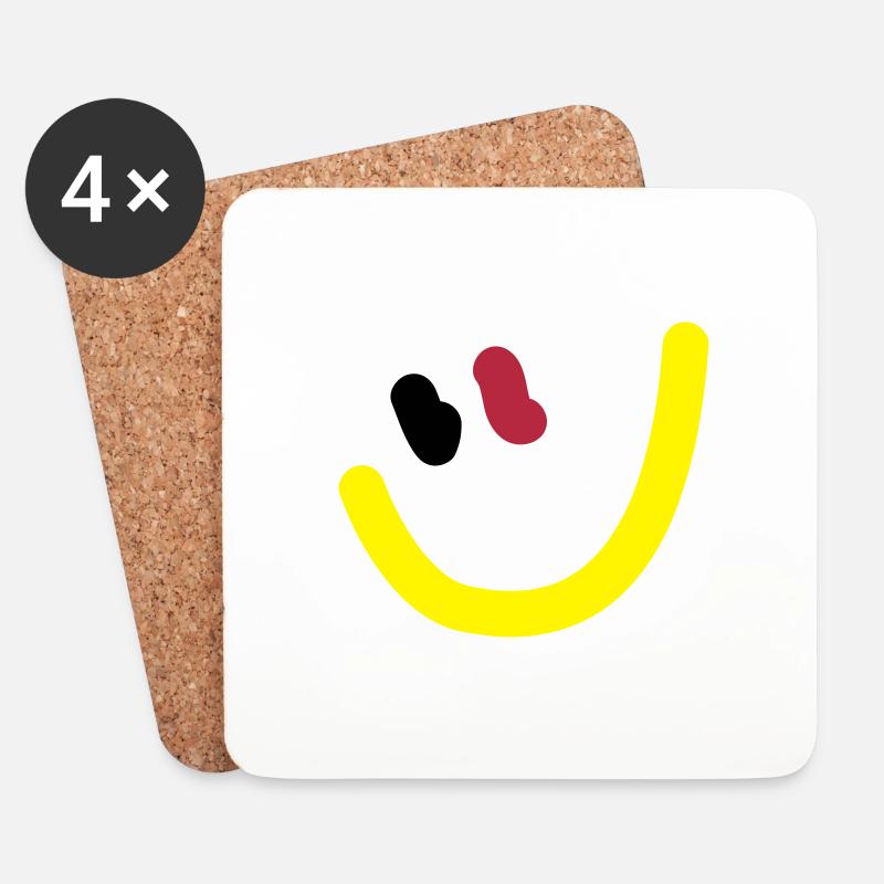 EM2018 DE (Smiley) - Untersetzer (4er-Set) - Weiß