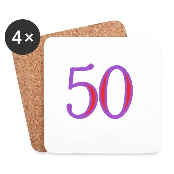 50. 50 ANS. 50e ANNIVERSAIRE. ANNIVERSAIRE 50 ANS. - Dessous de verre (lot de 4) - blanc - Devant
