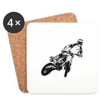 Moto Cross - Motocross - Supercross - Untersetzer (4er-Set) - Weiß - Vorne