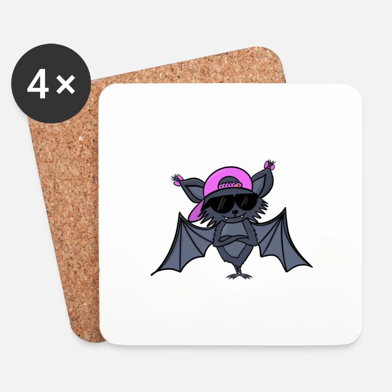 Lustiges coole Fledermaus Mädchen - Untersetzer (4er-Set) - Weiß