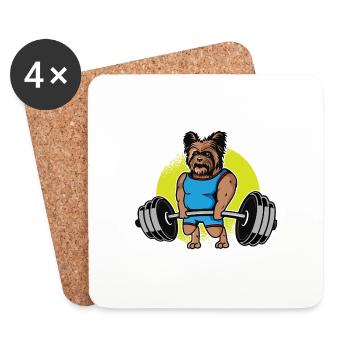 Yorkshire Terrier Weightlifting I Deadlift Fitness - Untersetzer (4er-Set) - Weiß - Vorne