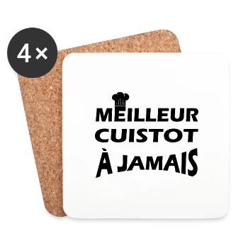 Meilleur cuistot à jamais t-shirt homme cadeau - Dessous de verre (lot de 4) - blanc - Devant