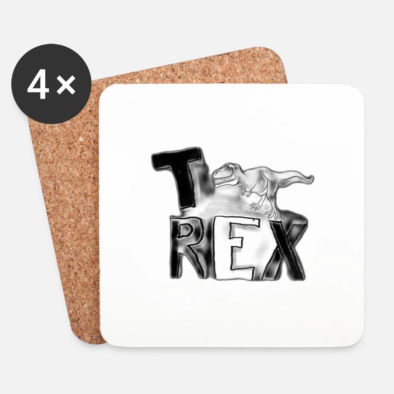 T-REX Logo - Untersetzer (4er-Set) - Weiß