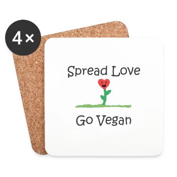 Spread Love - Go Vegan - Untersetzer (4er-Set) - Weiß - Vorne
