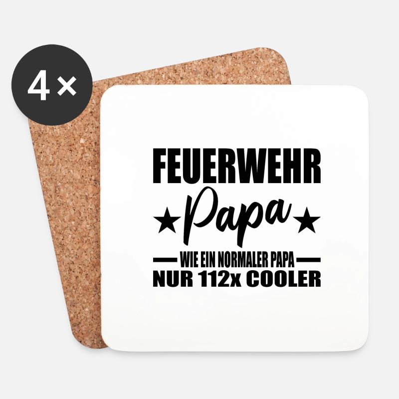 Feuerwehr - Untersetzer (4er-Set) - Weiß