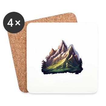 Montagne / Alpes / Sommet / Nature / Forêt / Rocher - Dessous de verre (lot de 4) - blanc - Devant