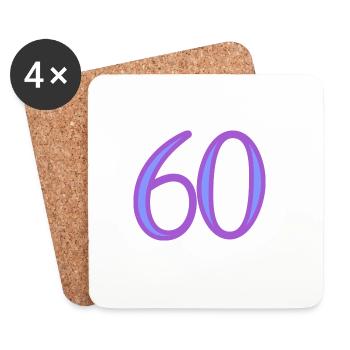 60. 60 YEARS. 60th ANNIVERSARY. 60TH BIRTHDAY. - Coasters (set of 4) - white - Front